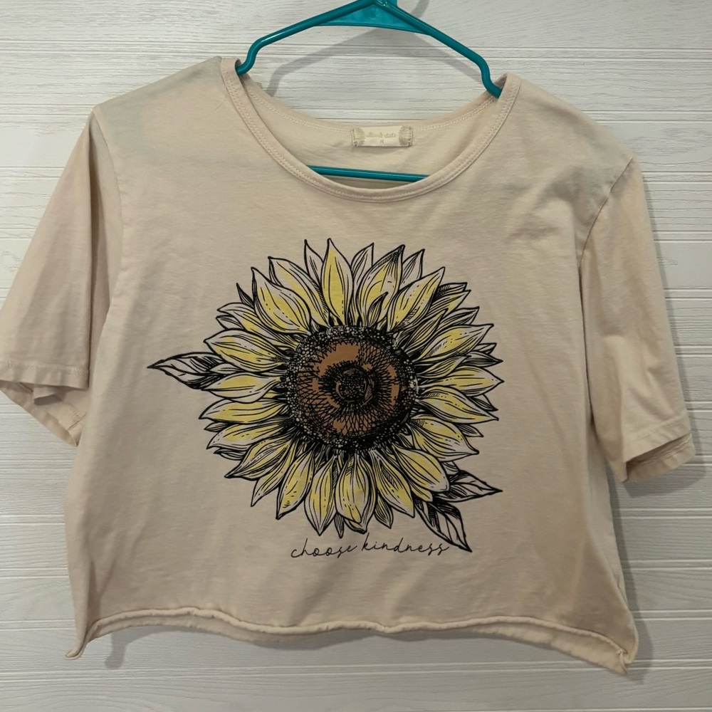 Sunflower Graphic Cream Crop Top